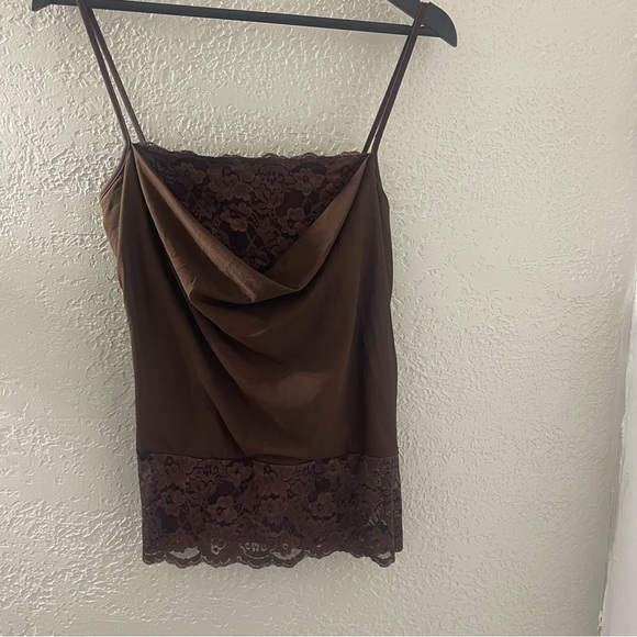 Coolwear Women’s Elegant Brown Lace Trim Cami Top Size Large - Picture 1 of 6
